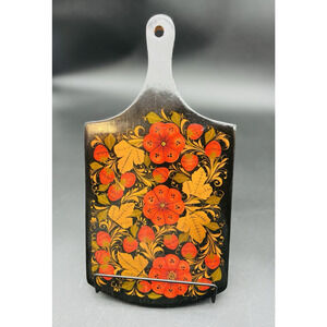 Khokhloma Wooden Cutting Board 7" x 13" Хохлома ДоскаBlack Red Lacquer